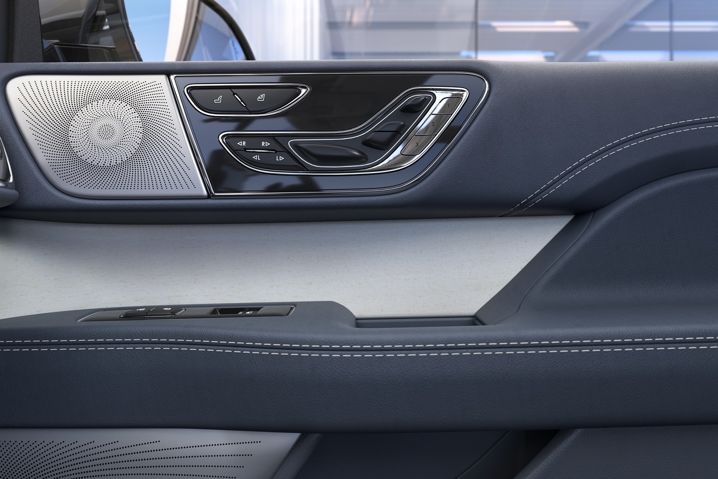 The door interior of a Black Label Lincoln navigator with the Yacht Club theme
